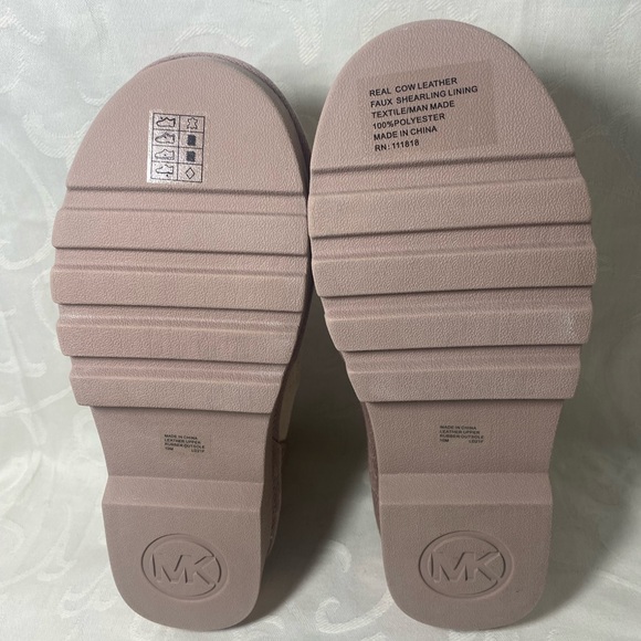 New Michael Kors Alfie Pink Fawn Rose Gold Suede Monogram Boot - Picture 12 of 15